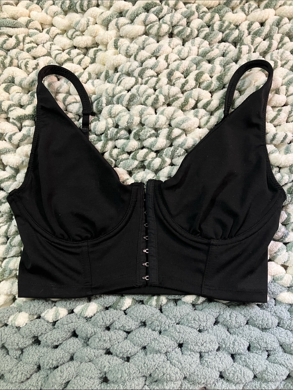 Forever 21 Black Hook & Eye Corset Crop Top Underwire Bustier Bralette Size M
